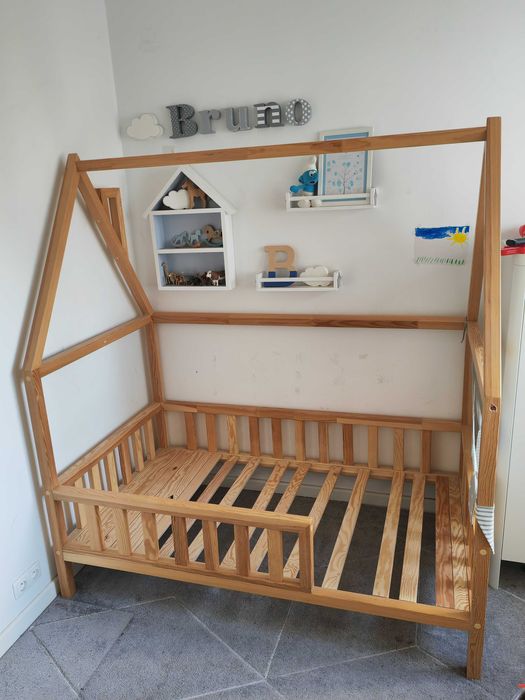 Łóżeczko dziecięce domek w stylu skandynawskim z materacem 160x90