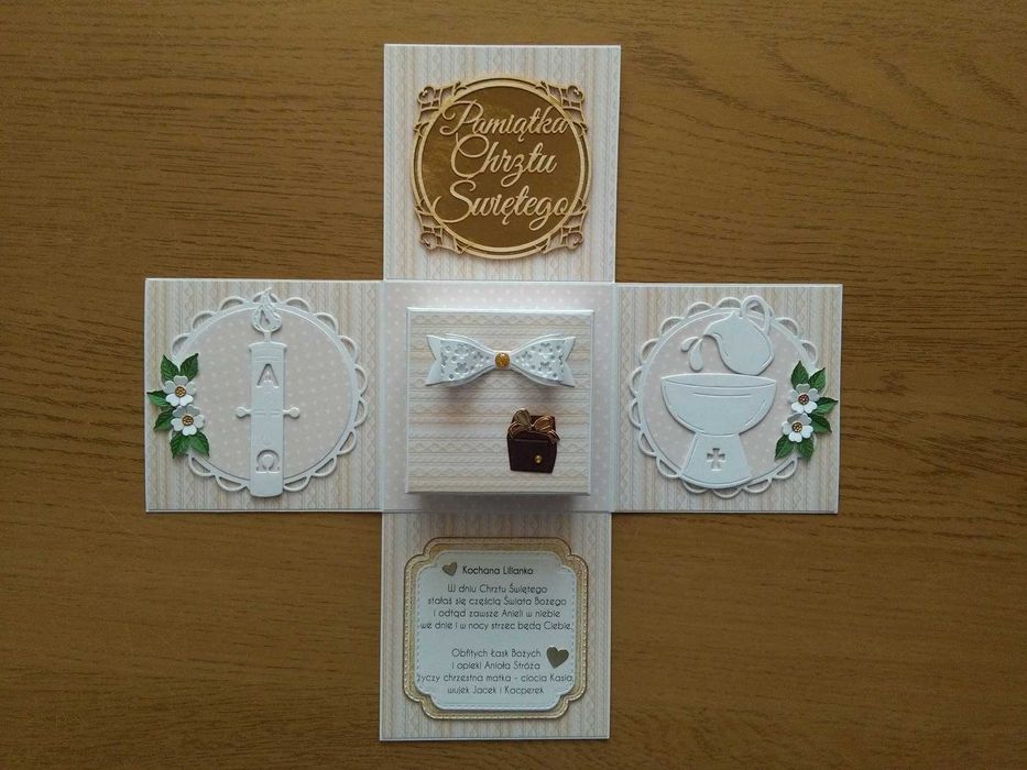 Kartka na Chrzest, chrzciny, exploding box, kartka eksplodująca