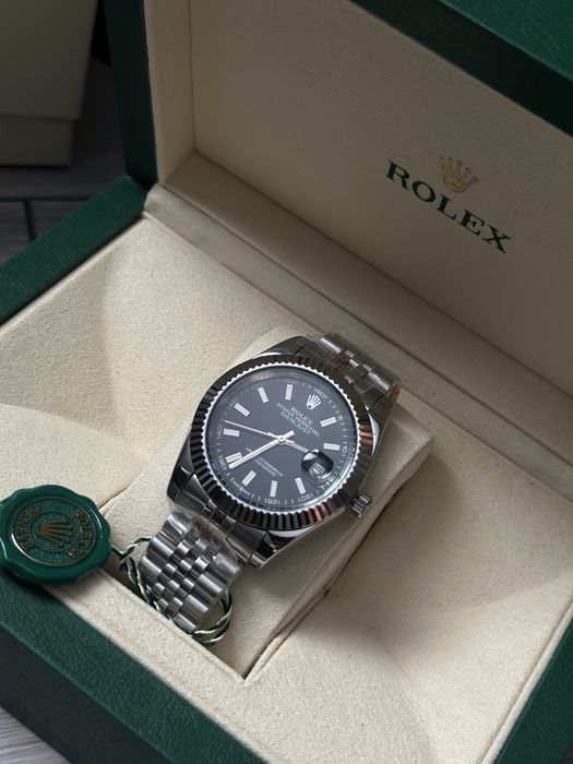 Rolex Datejust silver black 41мм ролекс чоловічі годинник