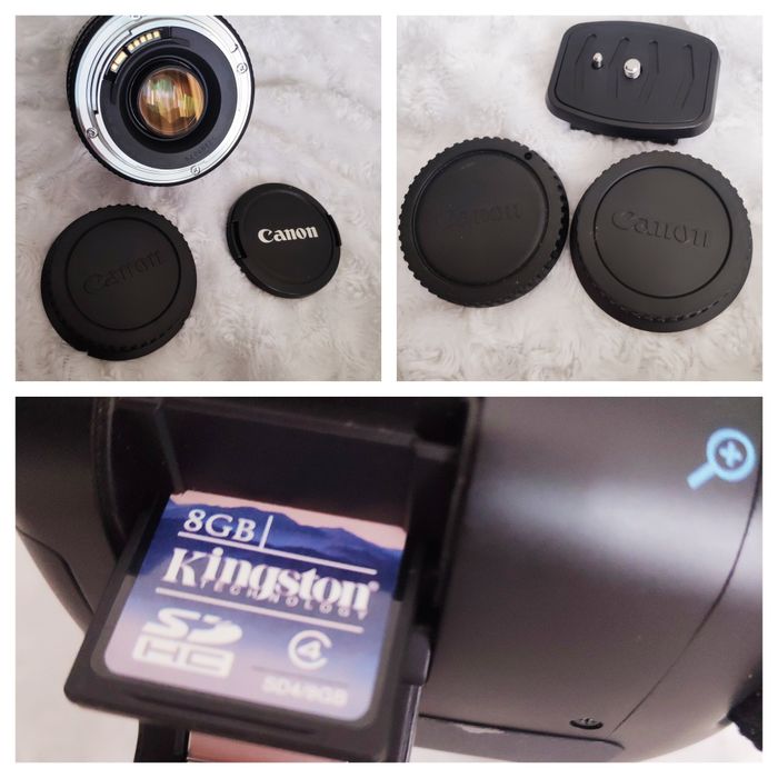Canon EOS 1000D com acessórios