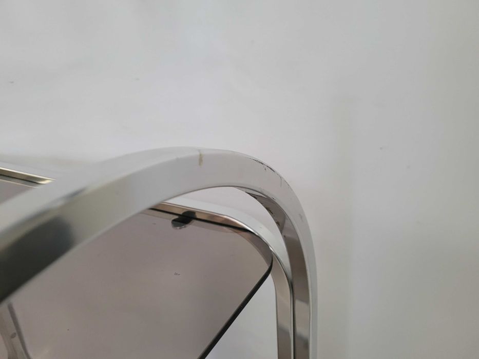 bauhaus stolik ALUMINIOWY dymione  szkło, lata 70
