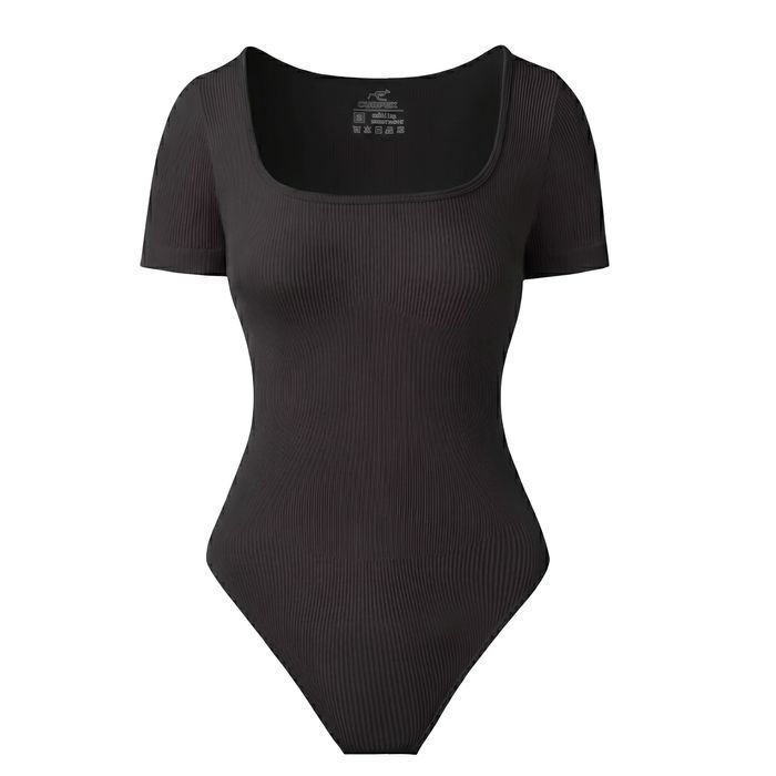 Damskie Body Modelujące Basic z Krótkim Rękawem M Czarne