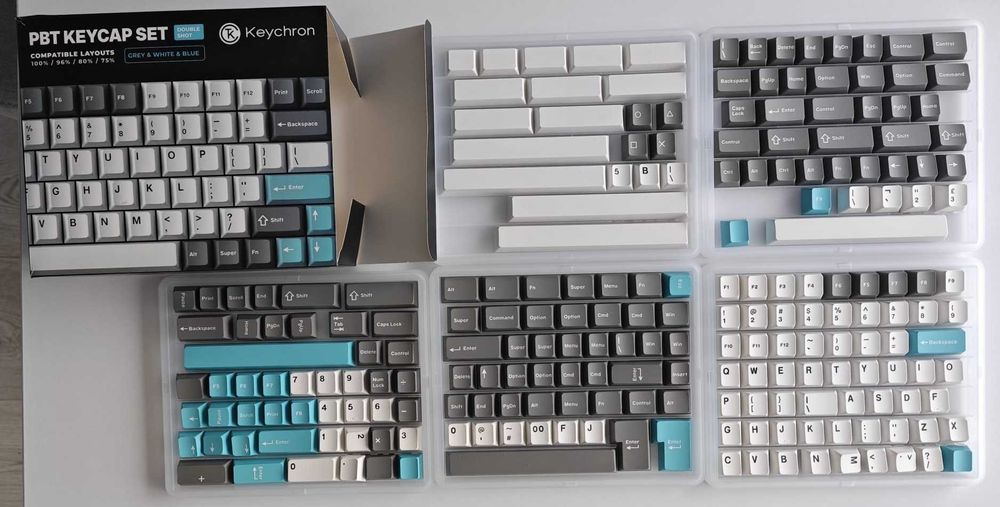 Keychron PBT Cherry Profile - Full Set Grey/White/Blue (Jak nowe)