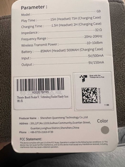 гарнітура-Bluetooth Thunelec G9 з LED-дисплеєм (нова)