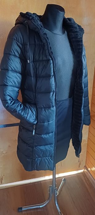 Czarna dwustronna kurtka  futerko