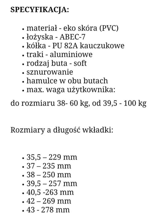 Wrotki figure  roz 39,5