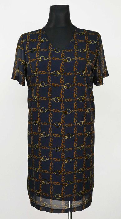 006.Sukienka midi Studio It. ołówkowa elegancka mix wzorów rozmiar 44