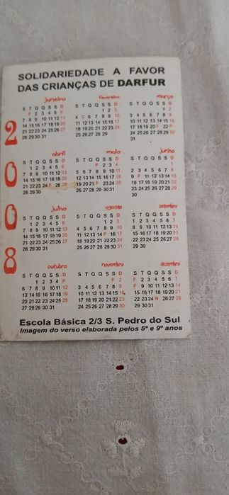 Calendario de bolso Escola Básica S.Pedro Sul
