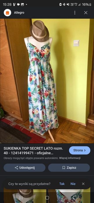 Sukienka maxi letnia top Secret m 38 l 40 hawai kwiaty na ramiączka