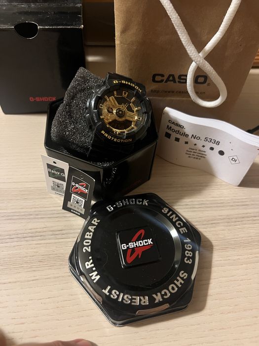Relógio Casio G-Shock / Baby-G BA-110 Preto e Dourado (Full Set) – Impecável
