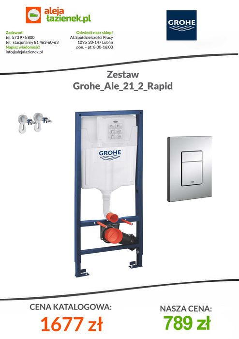 GROHE Stelaż 3w1 do WC z przyciskiem i kątownikami Odbiór LUBLIN