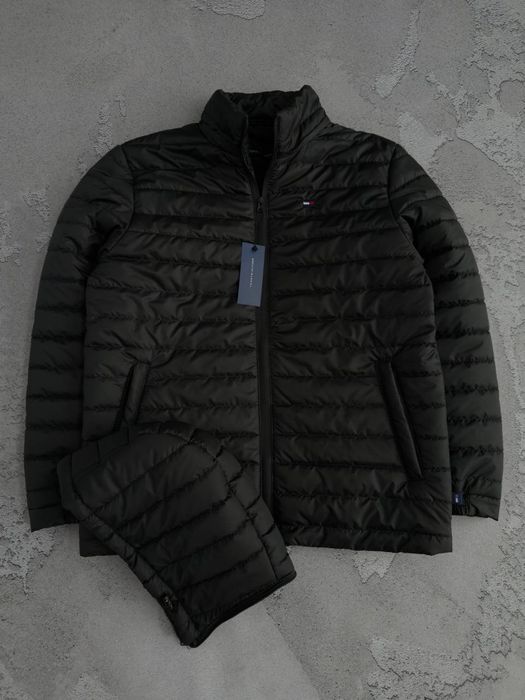 Чоловіча демісезонна куртка Tommy Hilfiger з капюшоном, чорна, розміри S, M, L, XL, XXL, 3XL