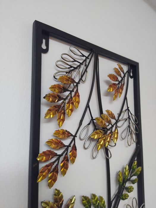 Quadro Moldura Ferragem Decoração com folhas árvore casa apartamento.