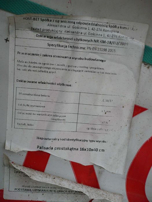 Nowe Palisady  brązowa - 16cm 10cm 40cm  KOST- BET