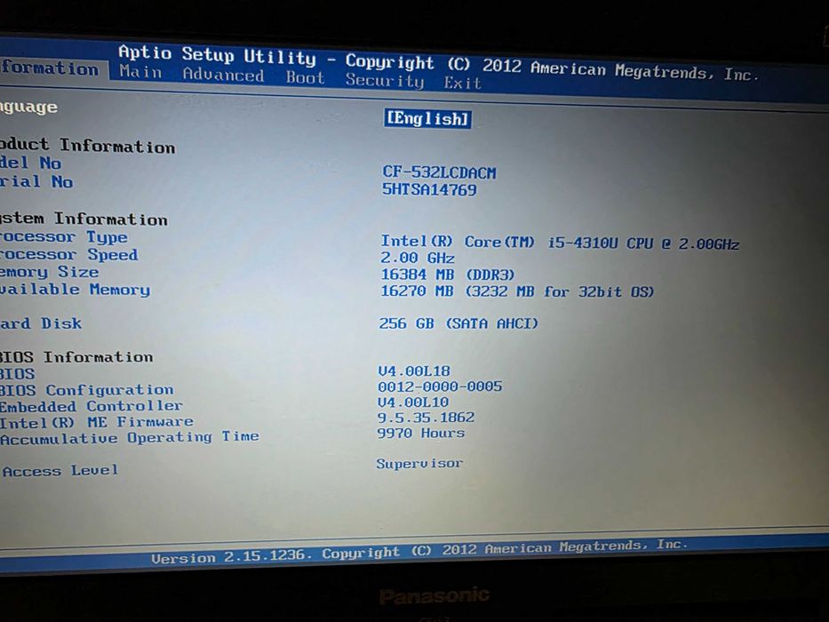 Захищений військовий ноутбук Pansonic CF-53 Mk4 (i5-4310U) COM DVD