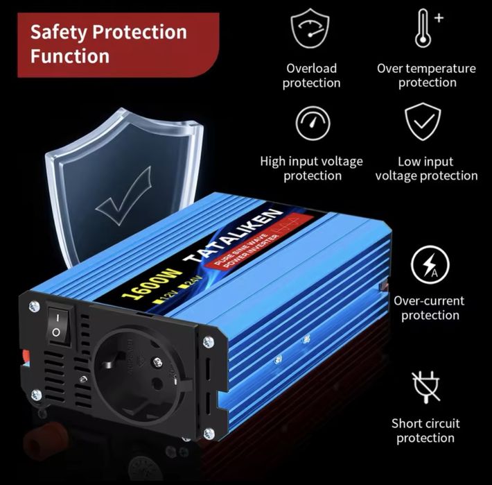 Інвектор 12v 1600w Tataliken Чиста синусоїда