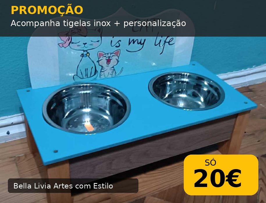 Comedouros em madeira para cães e gatos