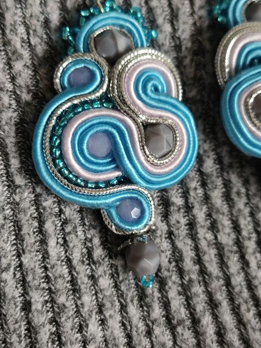 Kolczyki soutache sutasz ślubne boho