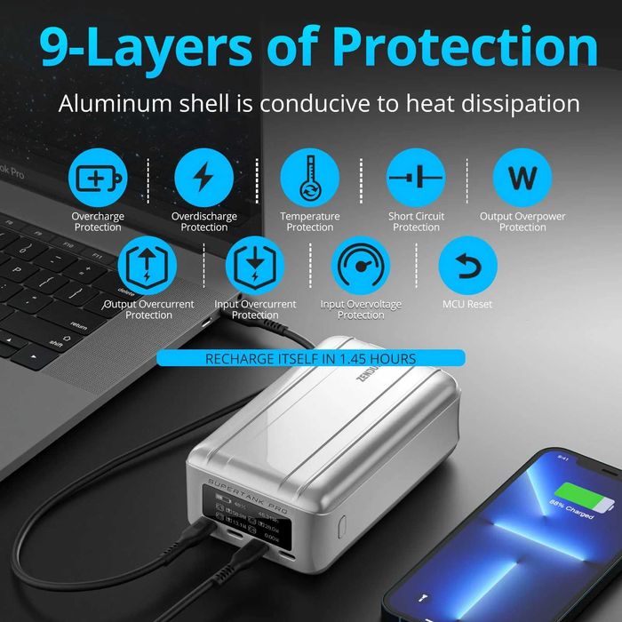 Флагманський Power Bank Zendure SuperTank Pro 100W | 26800mAh | OLED
