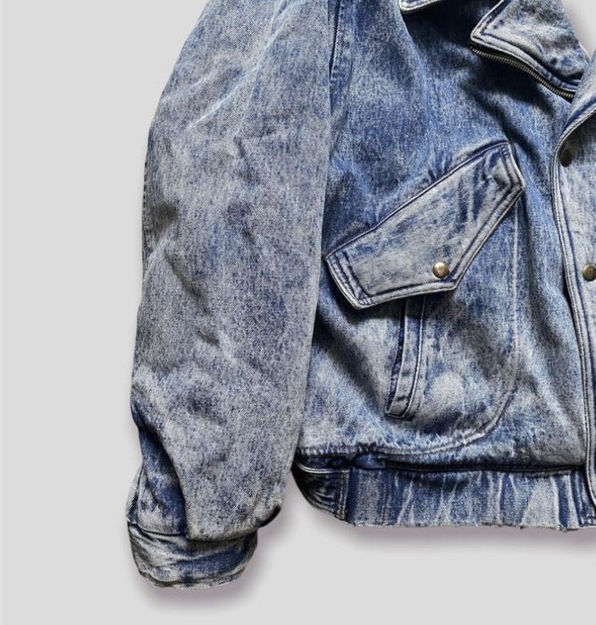 Редкая винтажна джинсовая куртка косуха оверсайз бомбер пилот гранж