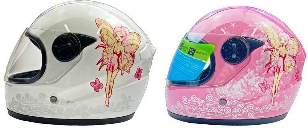 Nowy!!! Kask Dziecięcy Integralny Biały Wróżka lub Różowa Wróżka