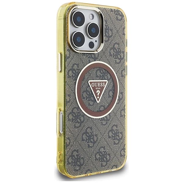 Etui Guess IML Metal Glitter 4G Circle Triangle MagSafe na iPhone 16 P