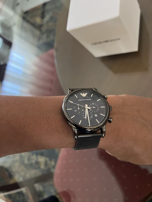 Relogio Armani prateado e azul - Novo