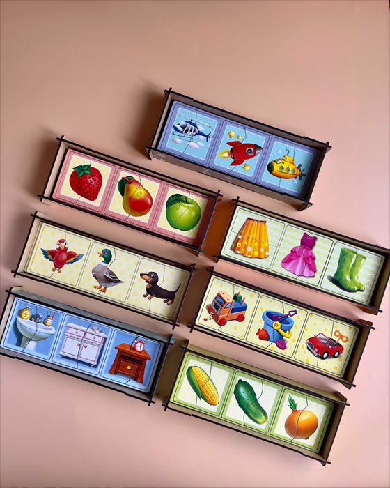 Drewniane Puzzle «Połówki. Zabawki»