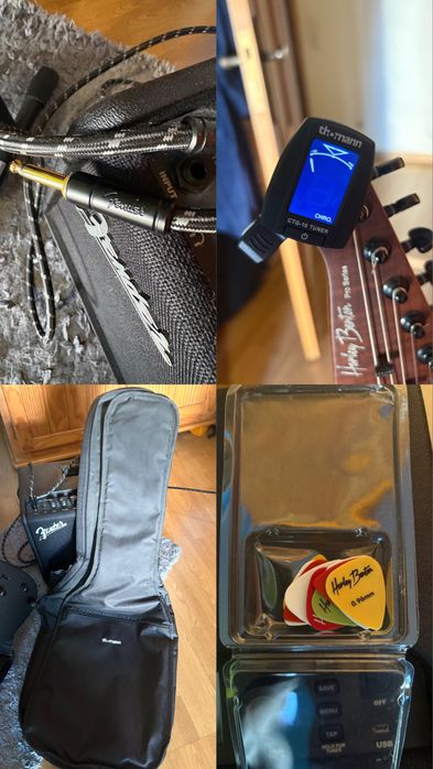 Bundle Guitarra Elétrica Harley Benton Fusion-III + Amplificador Fender Mustang LT25 (Impecável) + EXTRAS