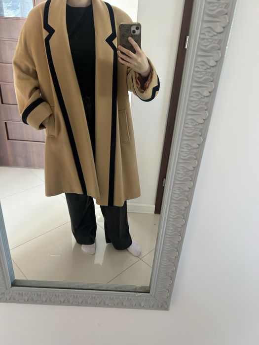 Wełniany wool wełna płaszcz trencz narzuta rozmiar L 40