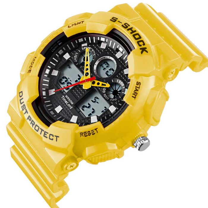 Męski zegarek sportowy S-SHOCK kolory żółty czarny biały czerwony