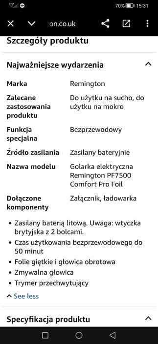 Elektryczna maszynka do golenia Remington PF7500 jak Philips Ostrowiec