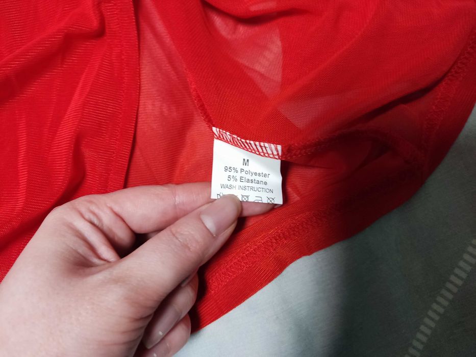 Mini sukienkę z elastycznej siateczki, Czerwony, S/M