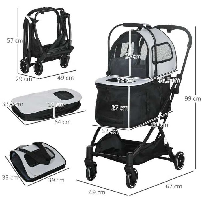 Коляска для собак PawHut D00-162V00GY