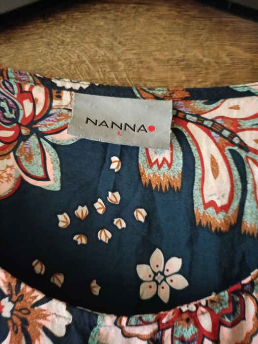 Sukienka Nanna w kwiaty vintage L XL XXL 3XL granat