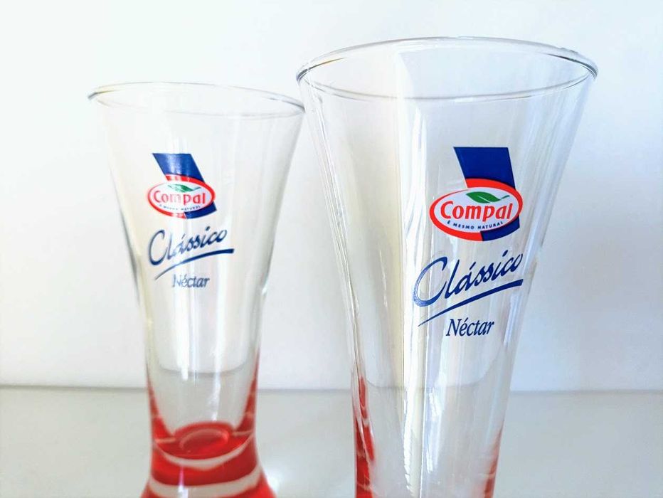 Par copos vintage vidro coleção Compal Clássico Néctar