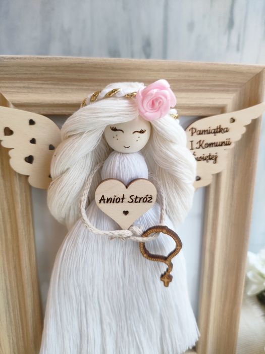 Pamiątka Pierwszej Komunii Świętej Anioł Stróż w ramce