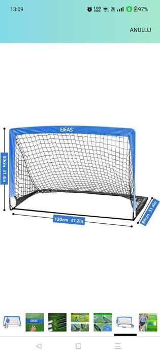 EJEAS Siatka do piłki nożnej, rozkładana, słupki bramkowe