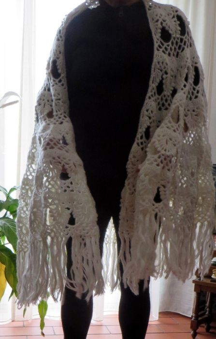 Xaile de crochet em lã