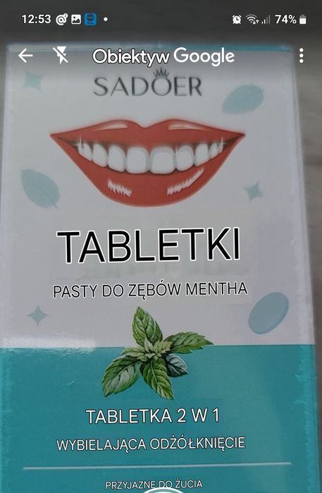 Pasta do zębów tabletek 30szt mentol