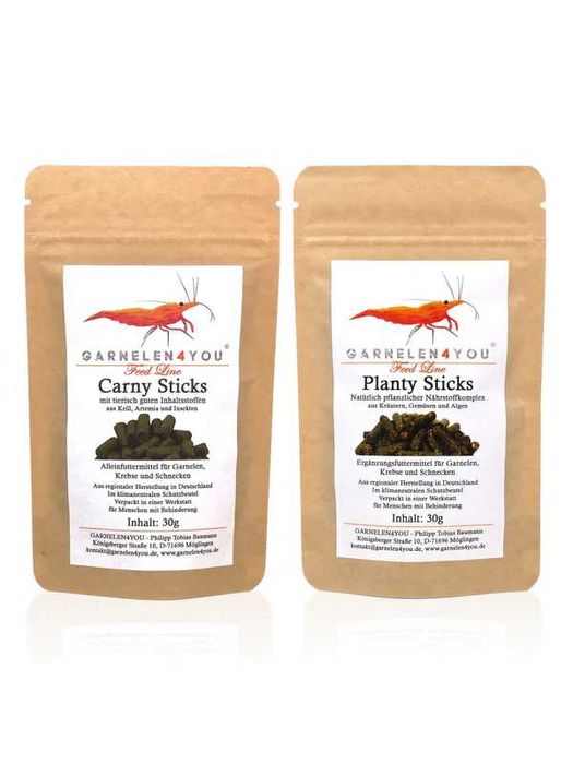Pokarm dla krewetek zestaw GARNELEN4YOU® Carny i Planty Sticks 2x30gr