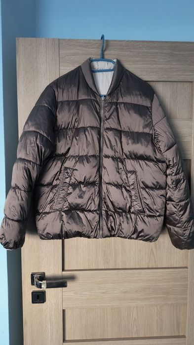 Kurtka puchowa dwustronna brązowa beżowa Amisu