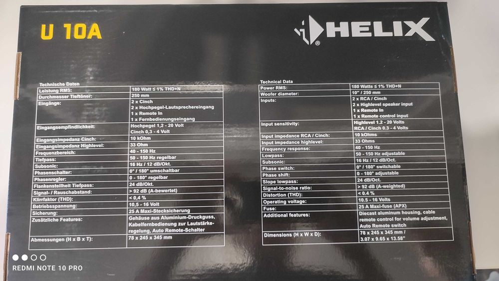 Subwoofer aktywny HELIX U 10A EM-AUDIO Tomaszów lubelski