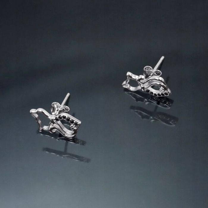 Kolczyki Srebrne Dla Dziewczynki Kotki Z Cyrkoniami Pr.925 Wkrętki Szt