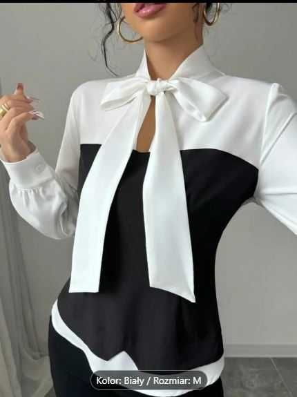 Elegancka nowa bluzka damska z wiazaniem pod szyją  R.M 38
