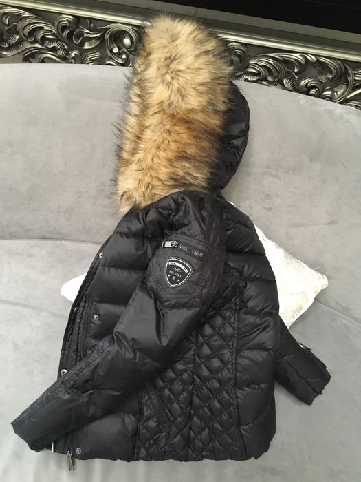 Rockandblue czarna kurtka pikowana 34 XS lis puch naturalny futro nowa