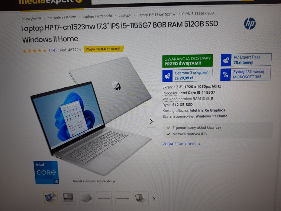Laptop hp 17 calowy