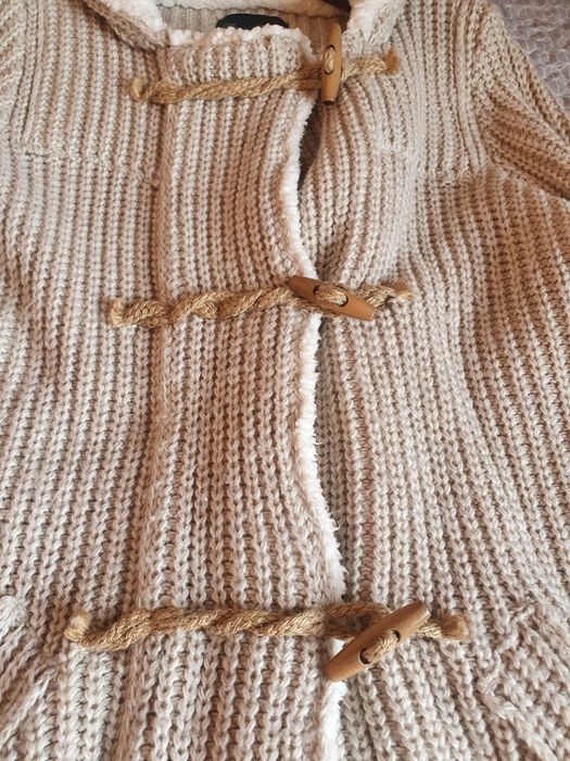 Długi sweter Zara Knit beżowy bodrysówka