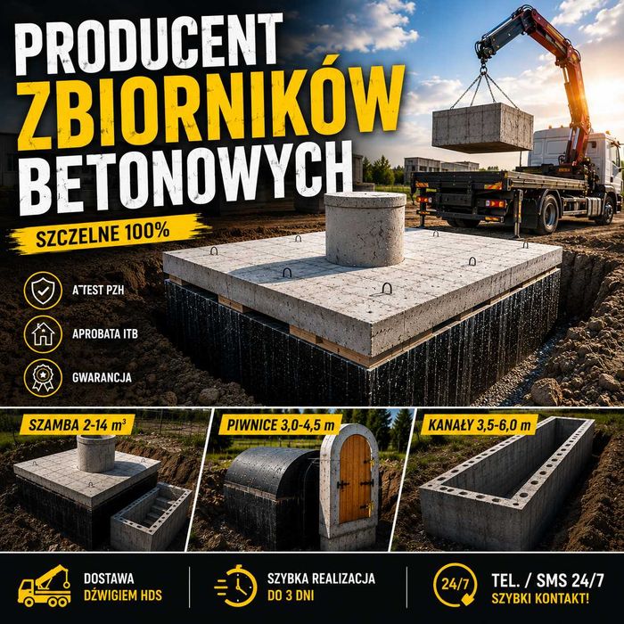 kanał do garażu samochodowy betonowy KANAŁY warsztatowe szambo szamba zbiorniki piwnica ziemianka
