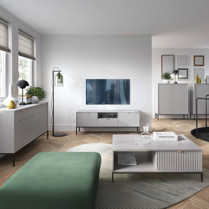 Ława / Stolik kawowy 104 cm Crow L104 / Szary + czarny stelaż